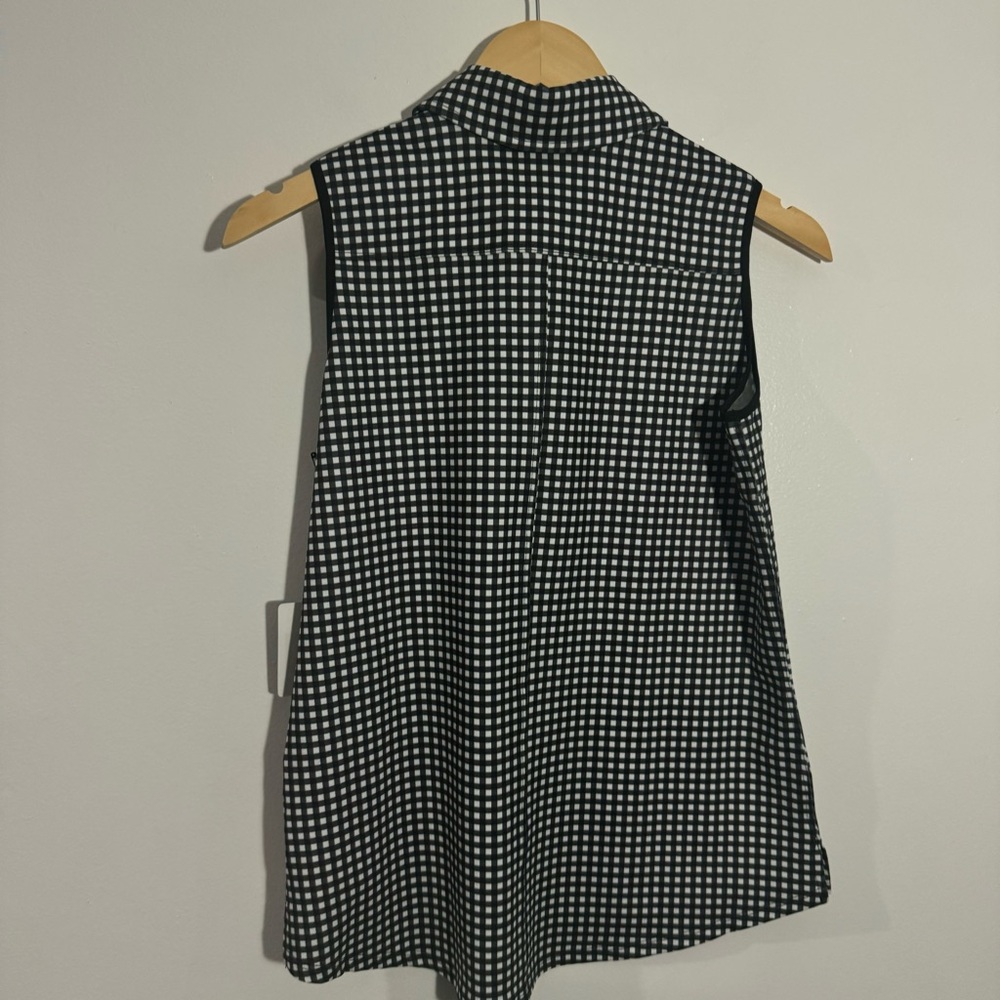 NWT Belyn Key Sleeveless Polo Golf‎ Tank Black White Gingham Small Tennis Active - Picture 3 of 10
